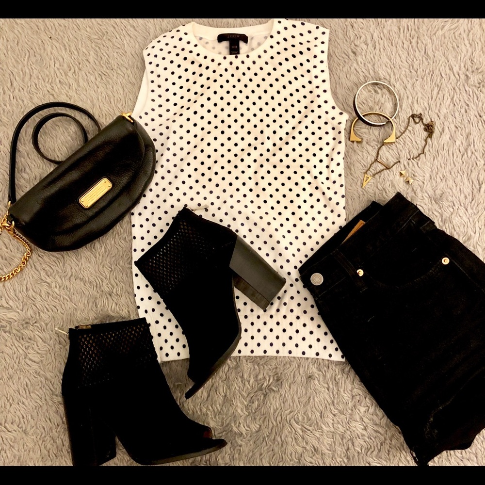 J Crew Cotton Jackie Shell in Dot Size XXXS